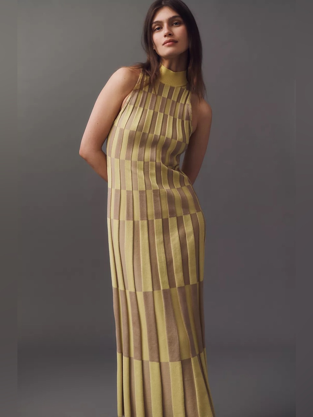 S26 By Anthropologie Mock-Neck Sleeveless Column Dress